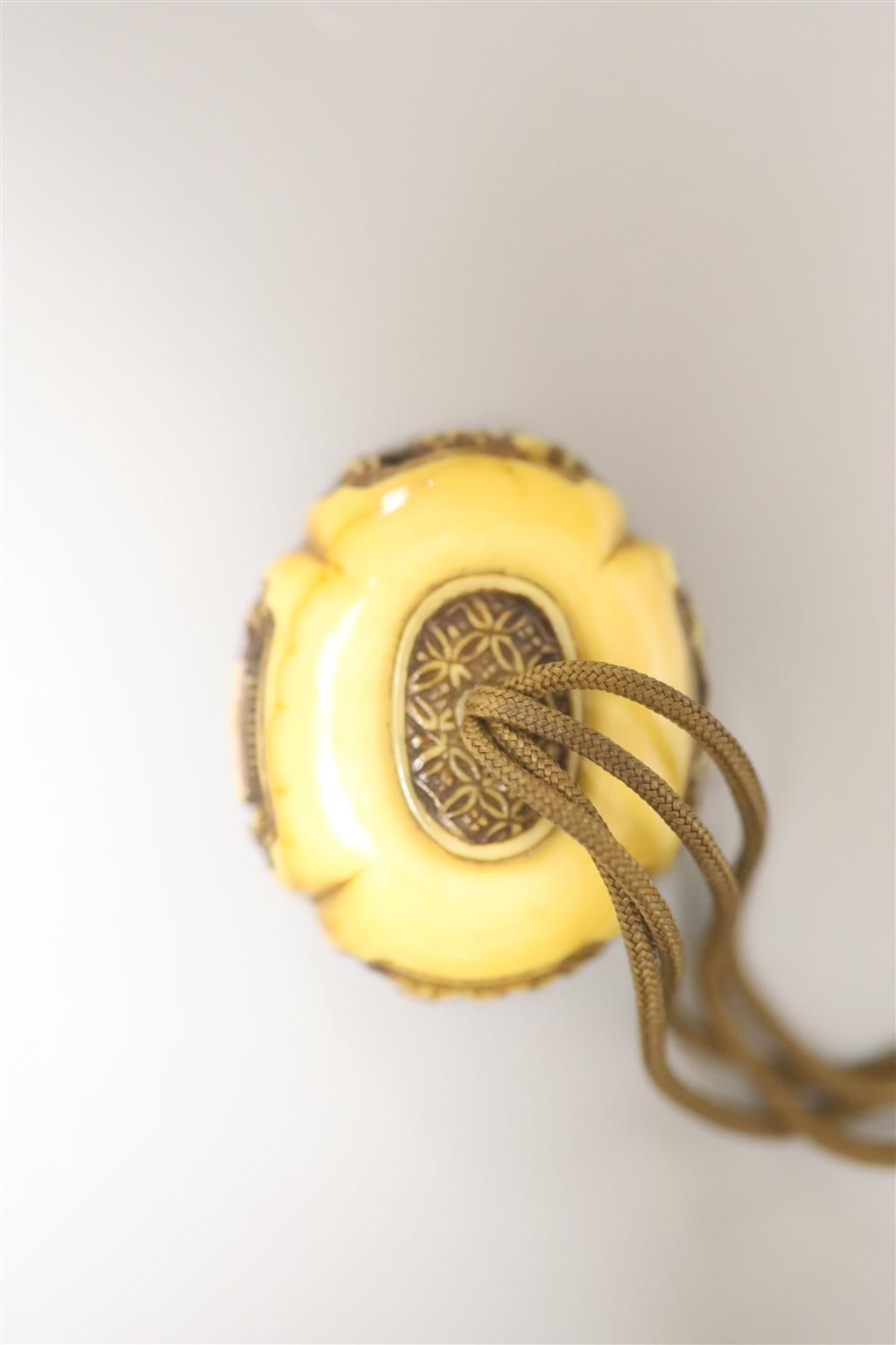 A 19th century ivory manju netsuke
